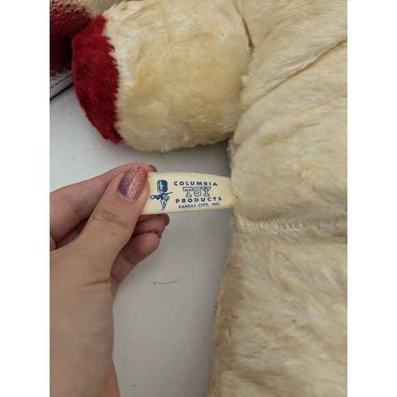 Vintage Columbia Toy White And Red Bear Panda Stuffed Animal 26" - Picture 5 of 6